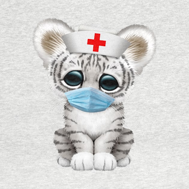 Cute White Tiger Cub Nurse by jeffbartels